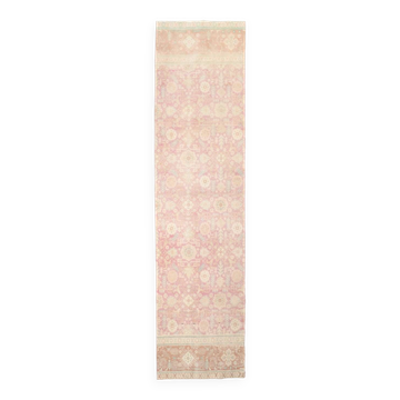 3x12 nuances de tapis de coureur persan rose pâle, 92x371cm