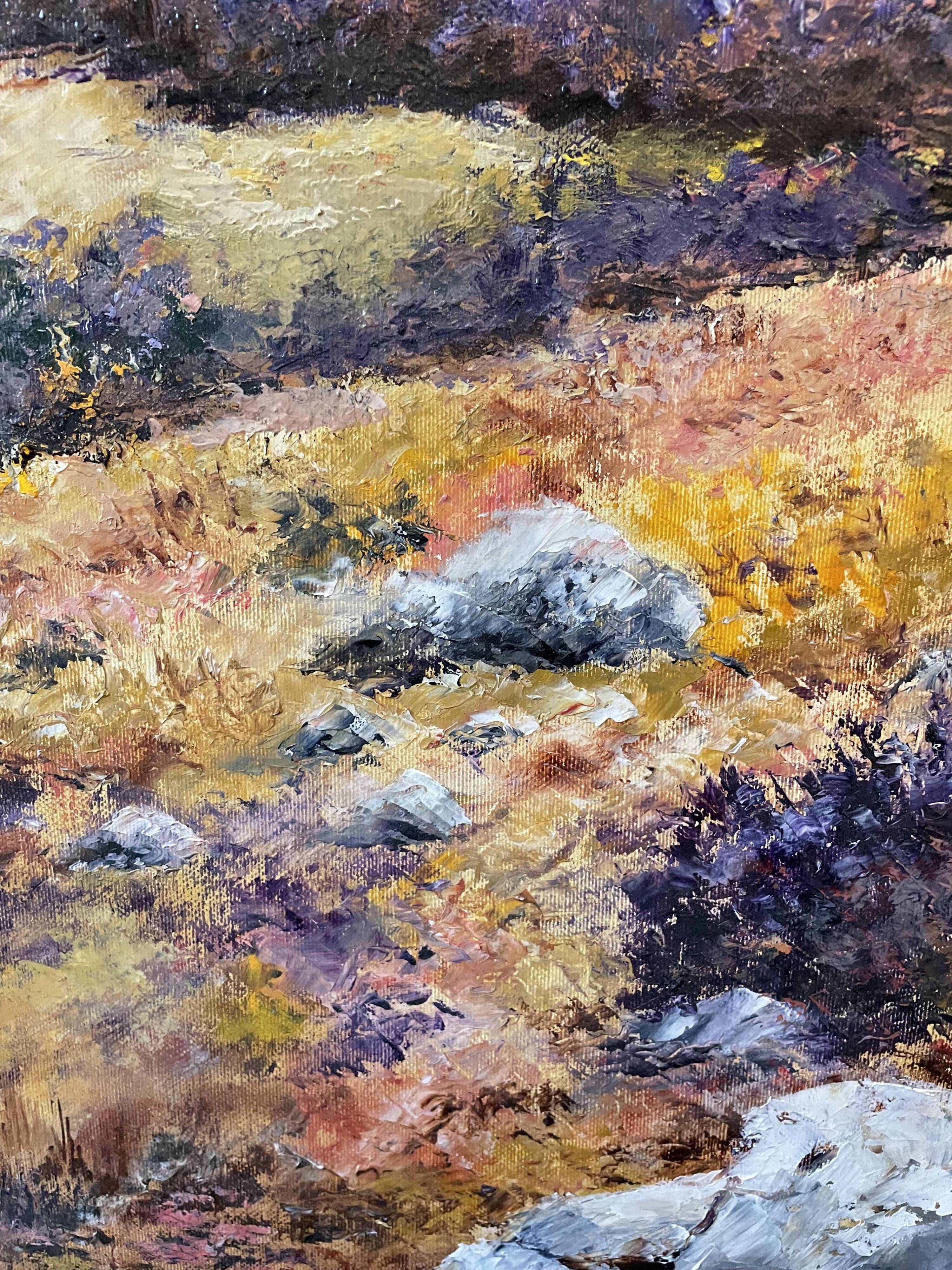 Oil painting landscape on canvas signed View of Provence