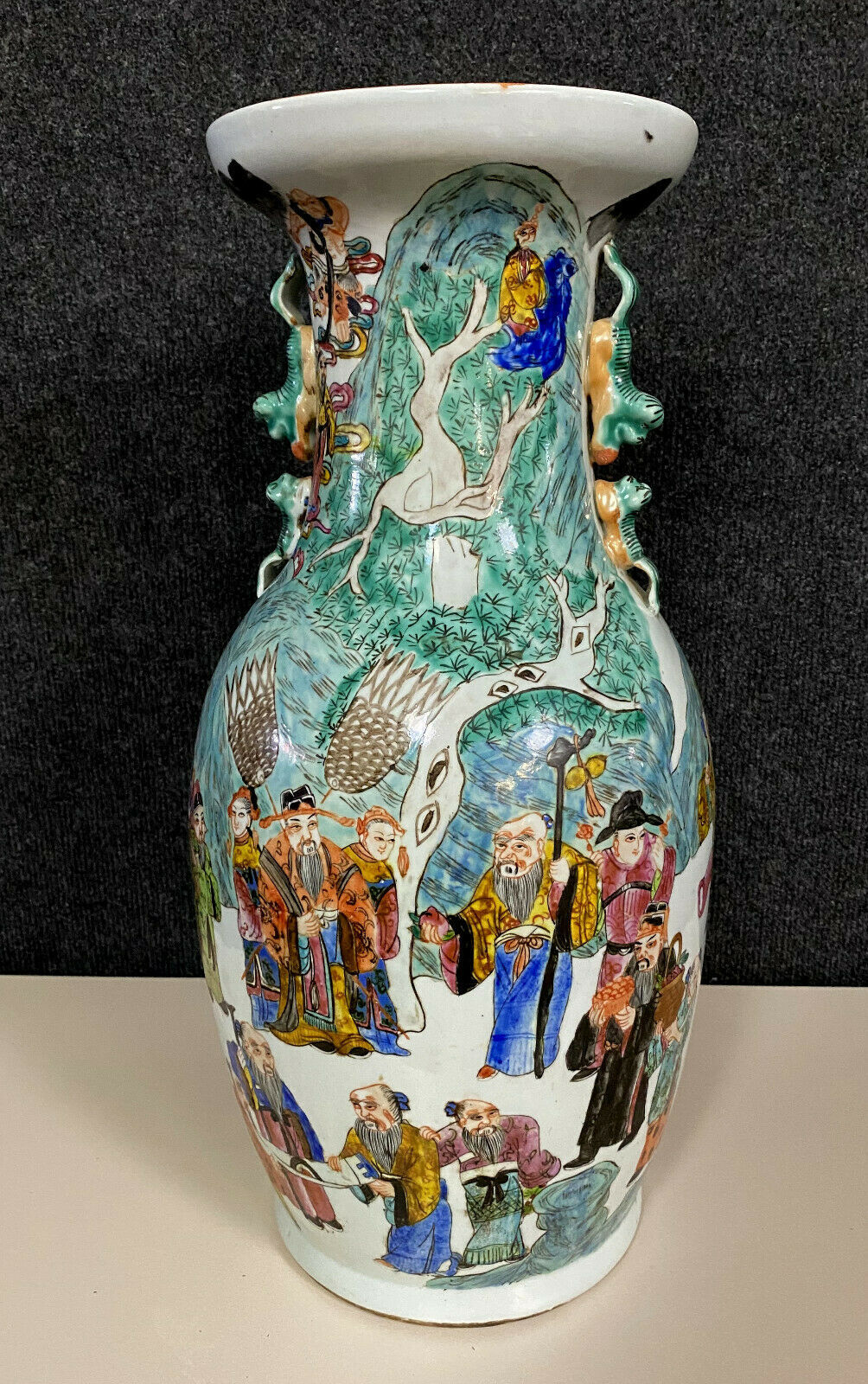 Porcelain baluster vase has polychrome decoration  China 1900