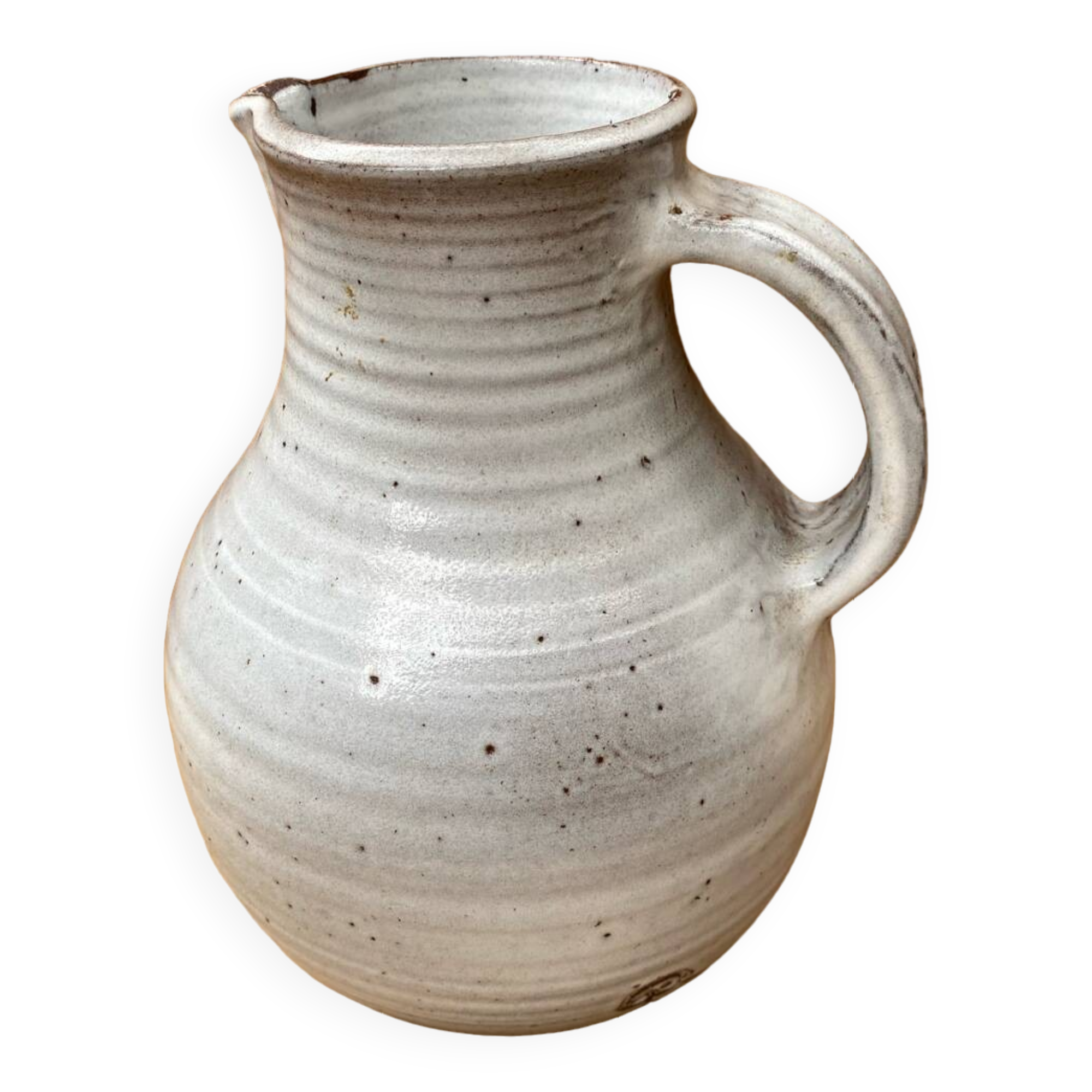 Antique jeanne & norbert pierlot pitcher in vintage grey enameled stoneware