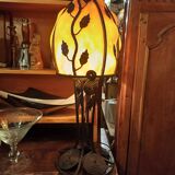 Large table lamp 73 cm, wrought iron and glass in Art Deco style