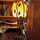 Grande Lampe de table 73 cm, fer forgé et verre de style Art Déco