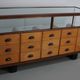 Antique British maple & hardwood haberdashery cabinet or shop counter, 1930s