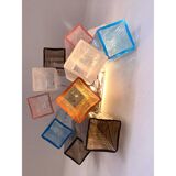 21st Century Multicolored "Squared" Murano Glass Wall Sconces - a Pair