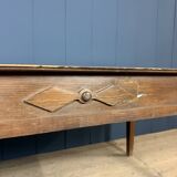 Old decorated wooden kitchen table