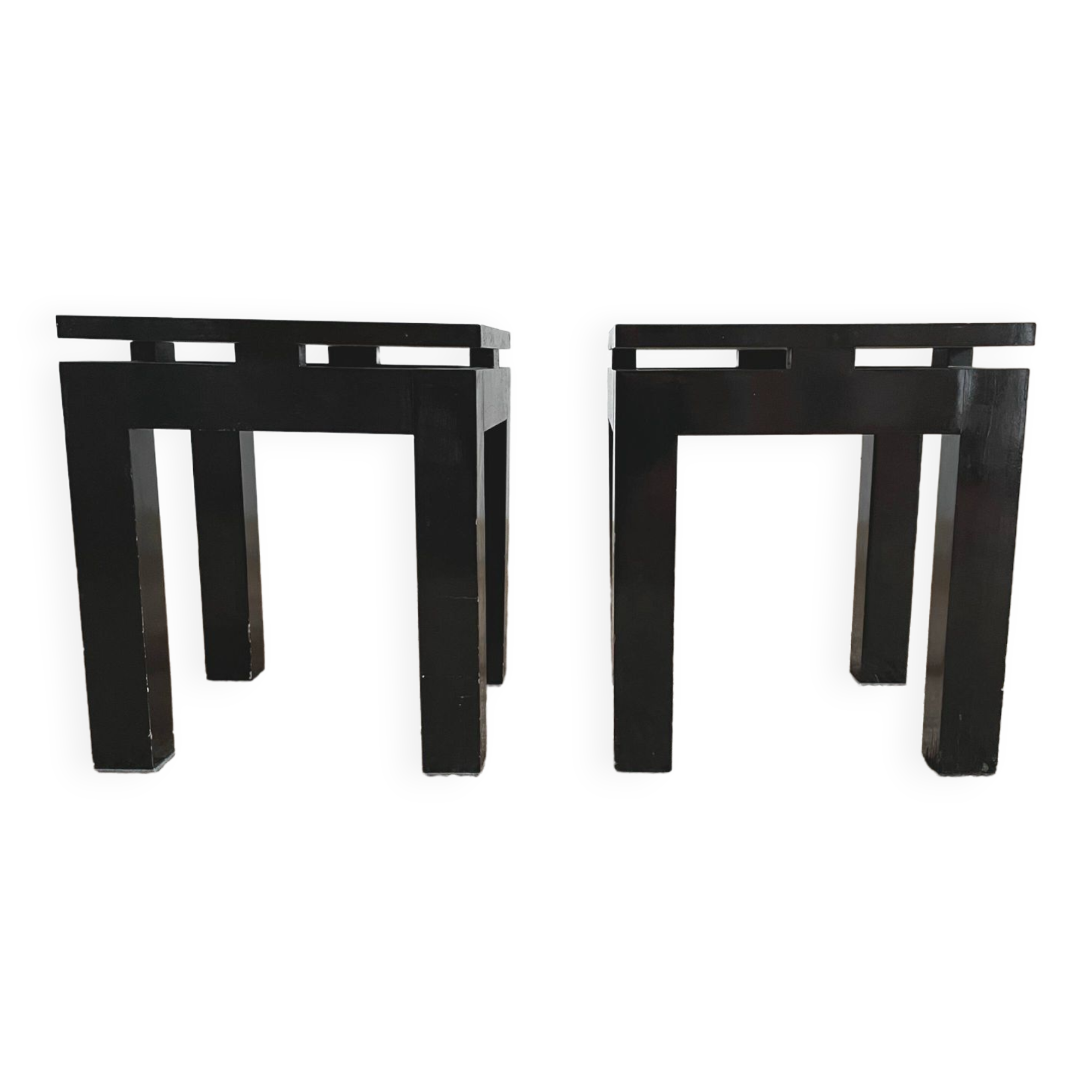 Pair of side tables, lacquered wood bedside tables from the 80s