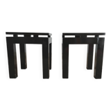 Pair of side tables, lacquered wood bedside tables from the 80s