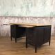 Former wooden minister's desk, black patina