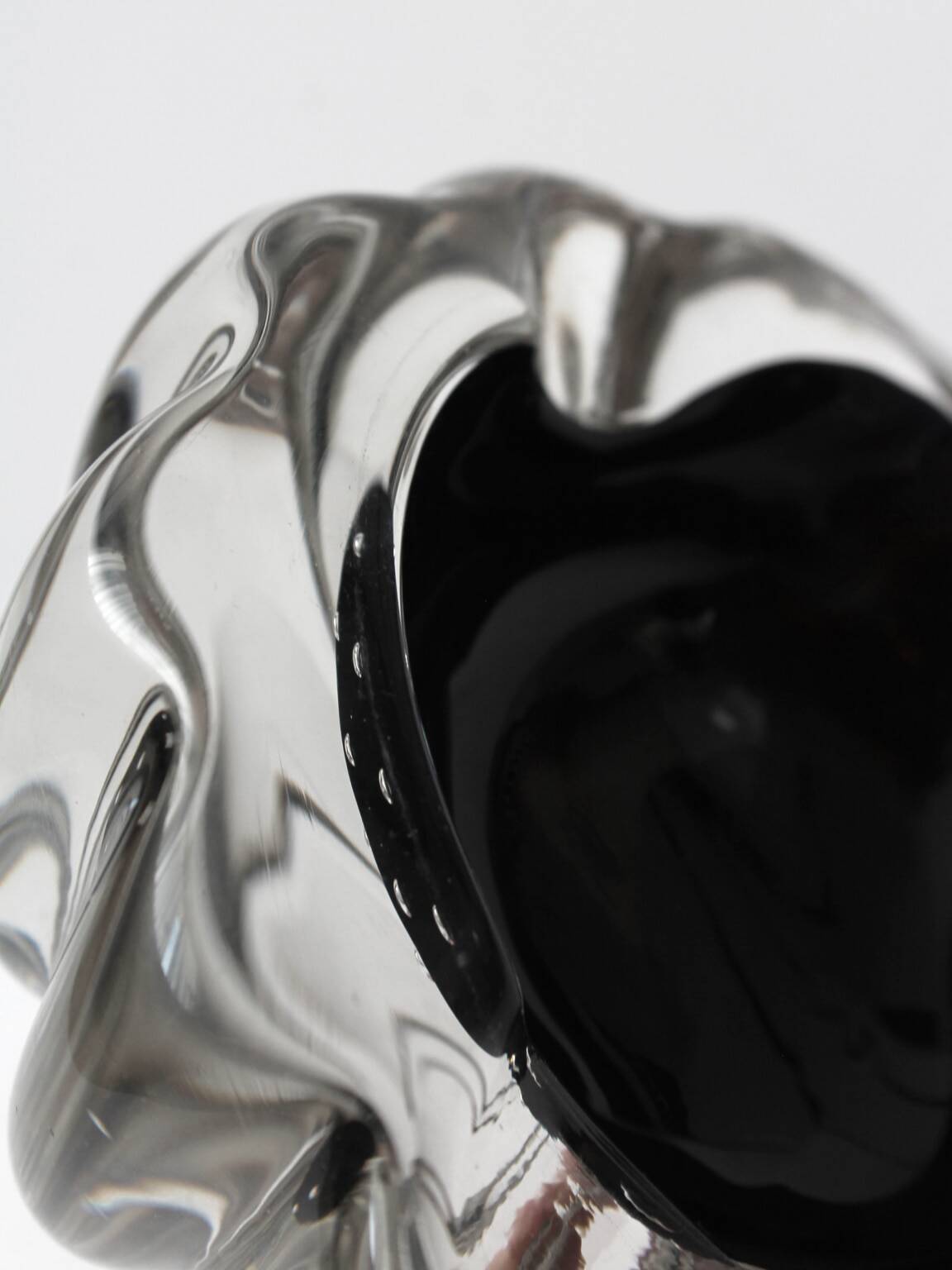 Cendrier en verre à bulles de cristal Walter Johansson, pour Orrefors, Suède, années 1960