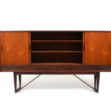 Danish teak and brass highboard by Sofus Jørgensen 1960s