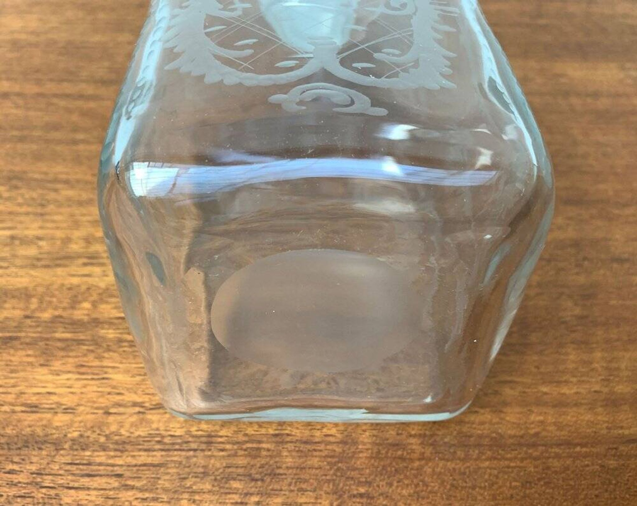 Bouteille en verre danoise vintage avec gravure