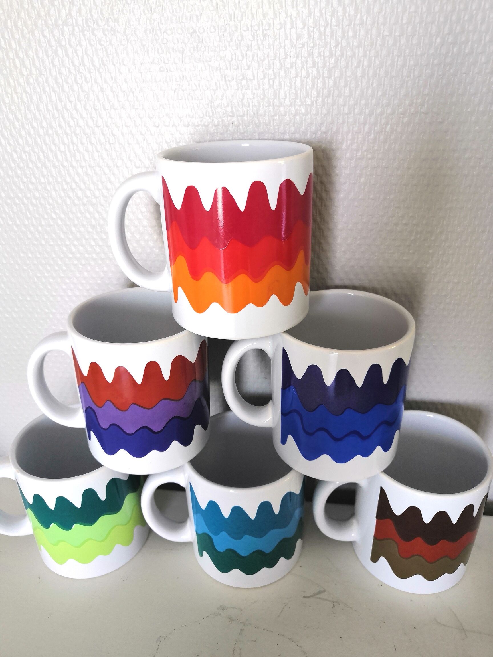 Series of 6 mugs design waecht ersbach 70s