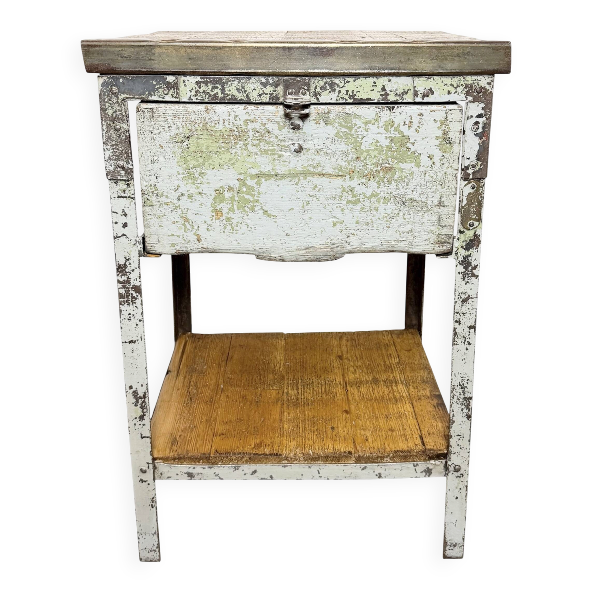 Commode en fer industriel gris, années 1950