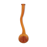 Vase soliflore verre soufflé ambre à col long
