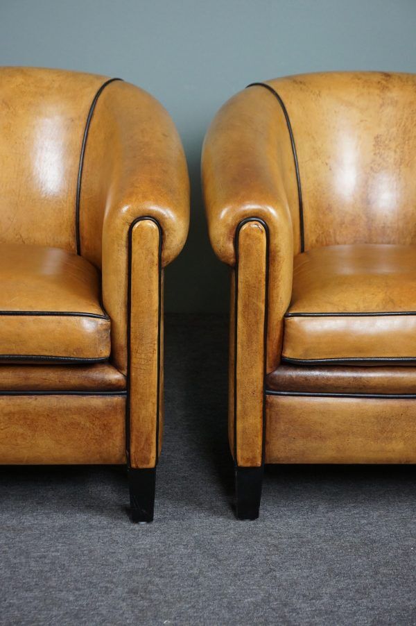 Set of 2 club chairs in sheepskin, York model