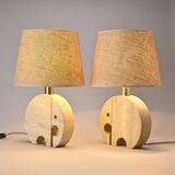 Travertine Lamps by Fratelli Manelli, circa 1970