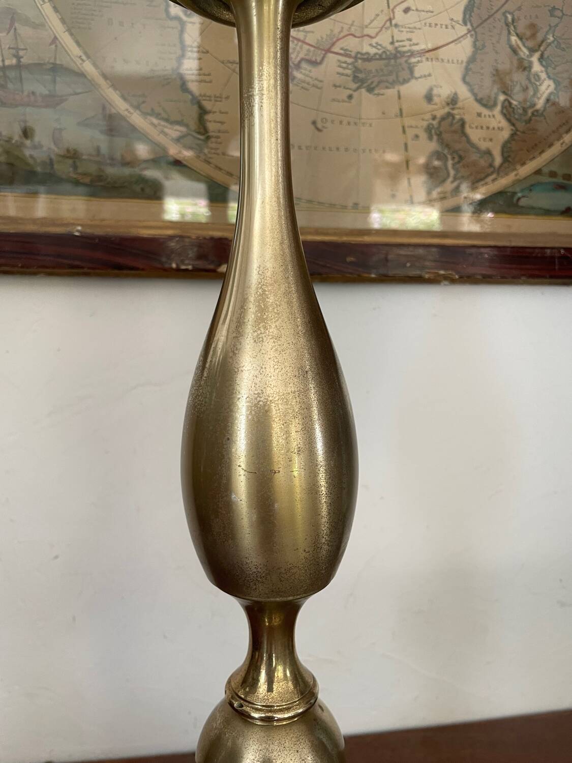 Vintage baluster lamp in golden brass 51cm