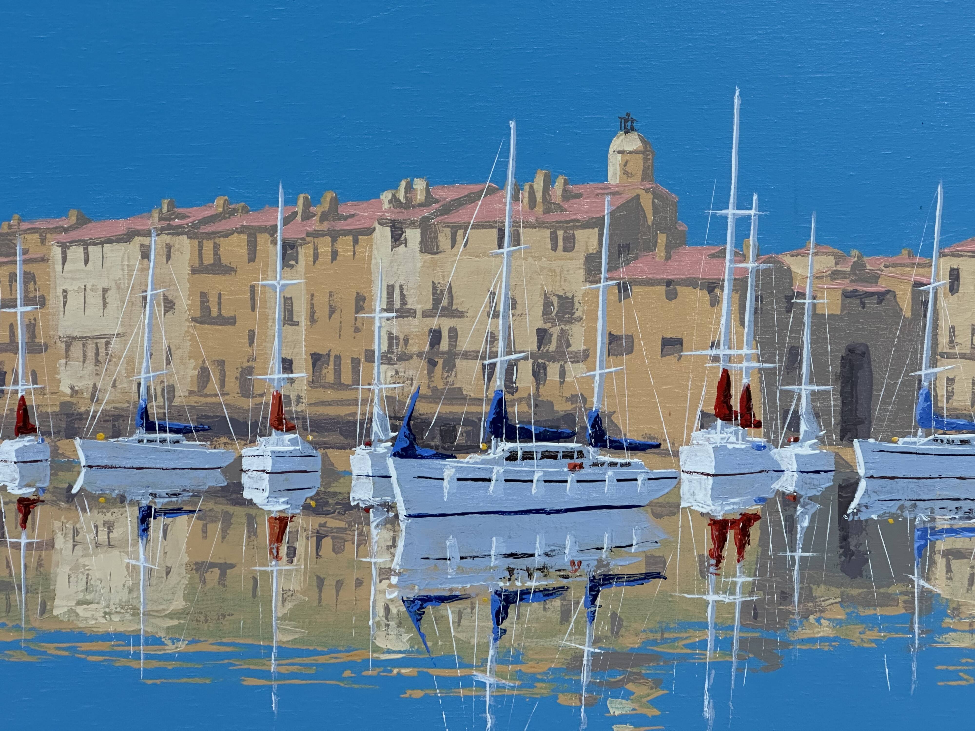 Patrick TURION Large Oil Port of Saint TROPEZ 80x80cm Exhibitions