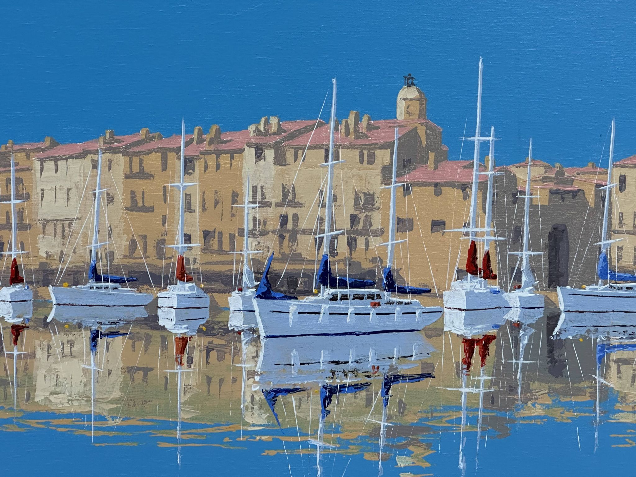 Patrick TURION Large Oil Port of Saint TROPEZ 80x80cm Exhibitions