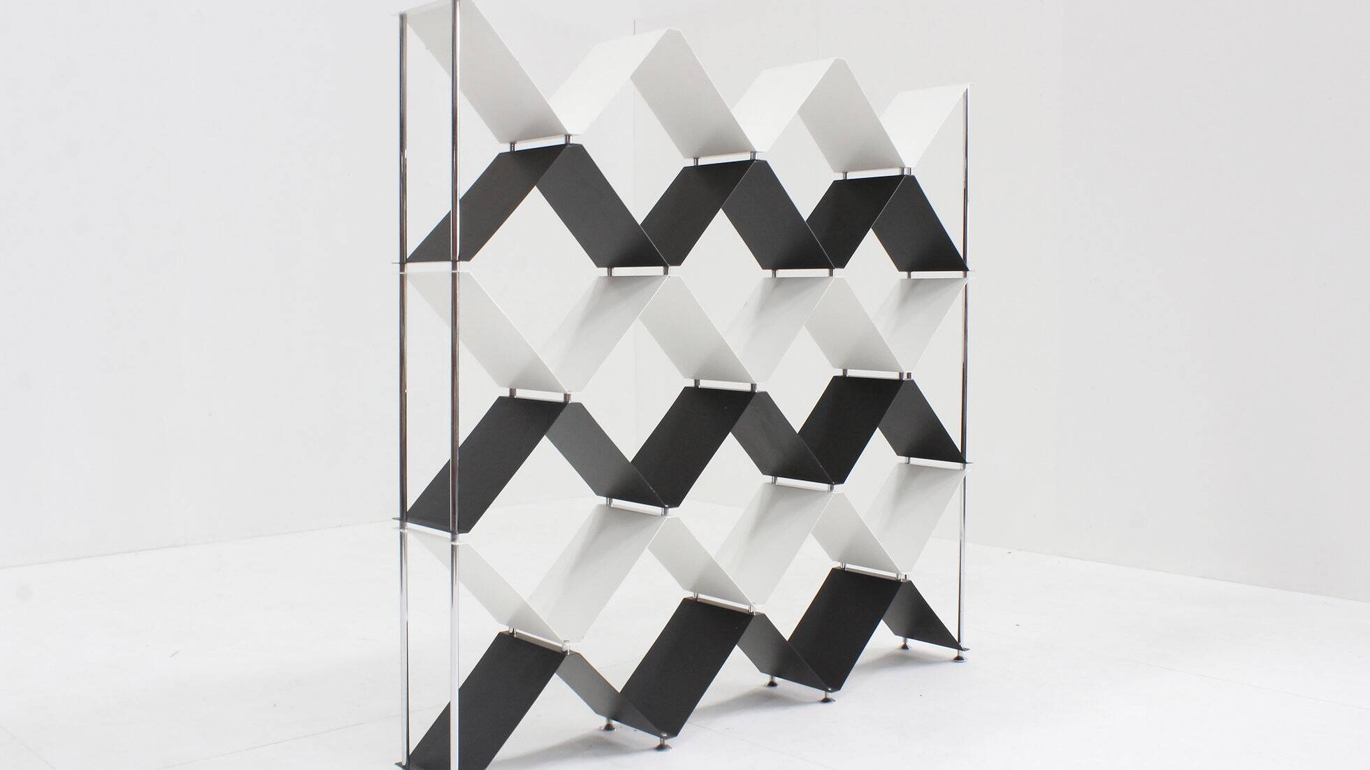 Vintage Italian library in chrome steel