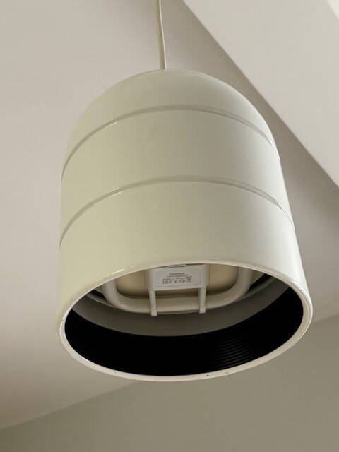 White metal pendant light - suede from the 70s/80s