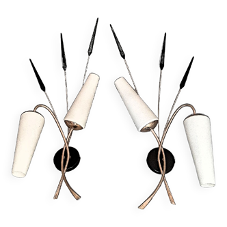 Pair of Modern France 1960s wall lamps