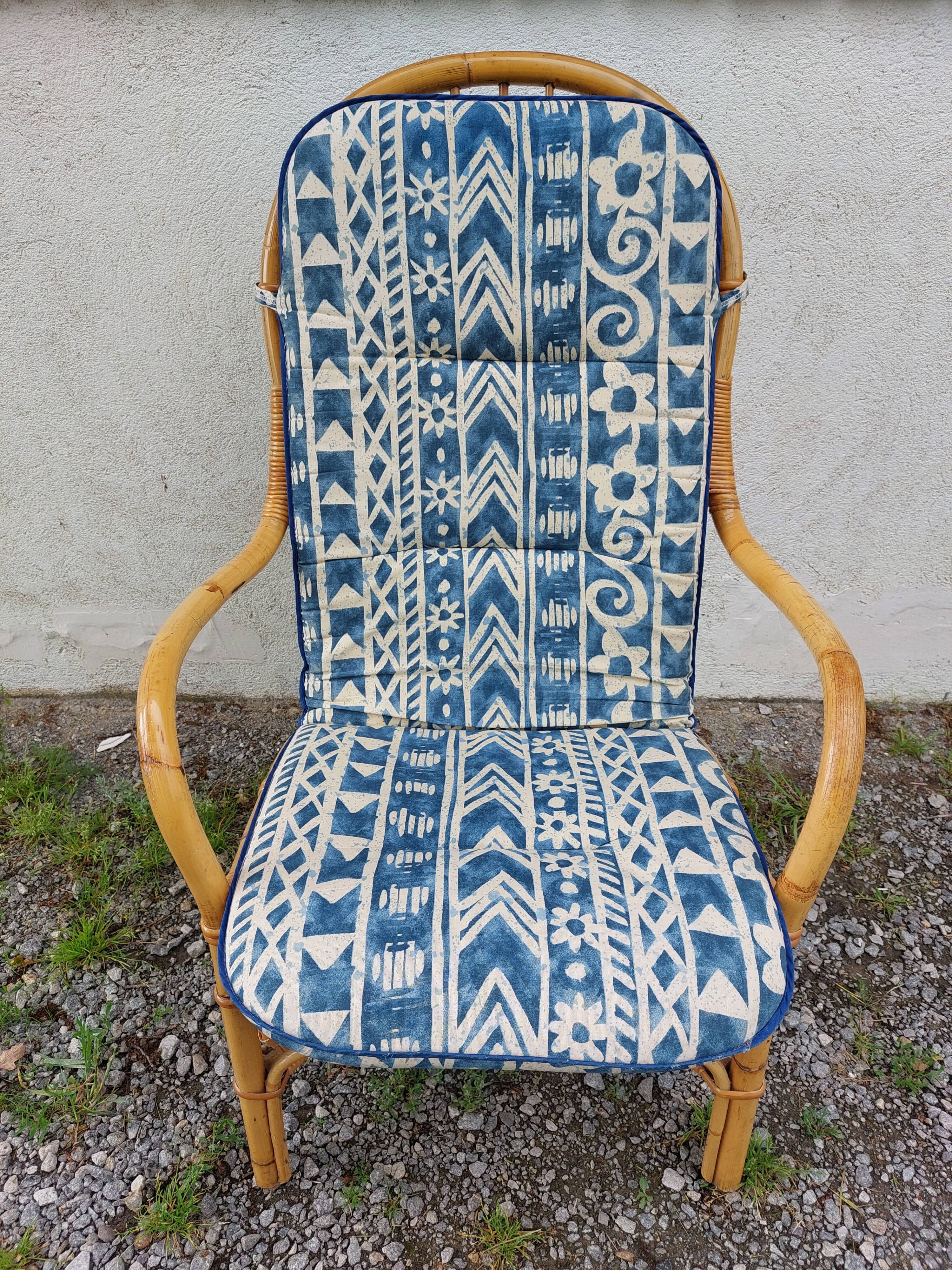 wicker armchair, bamboo wood