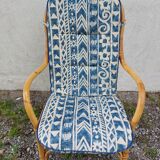 wicker armchair, bamboo wood