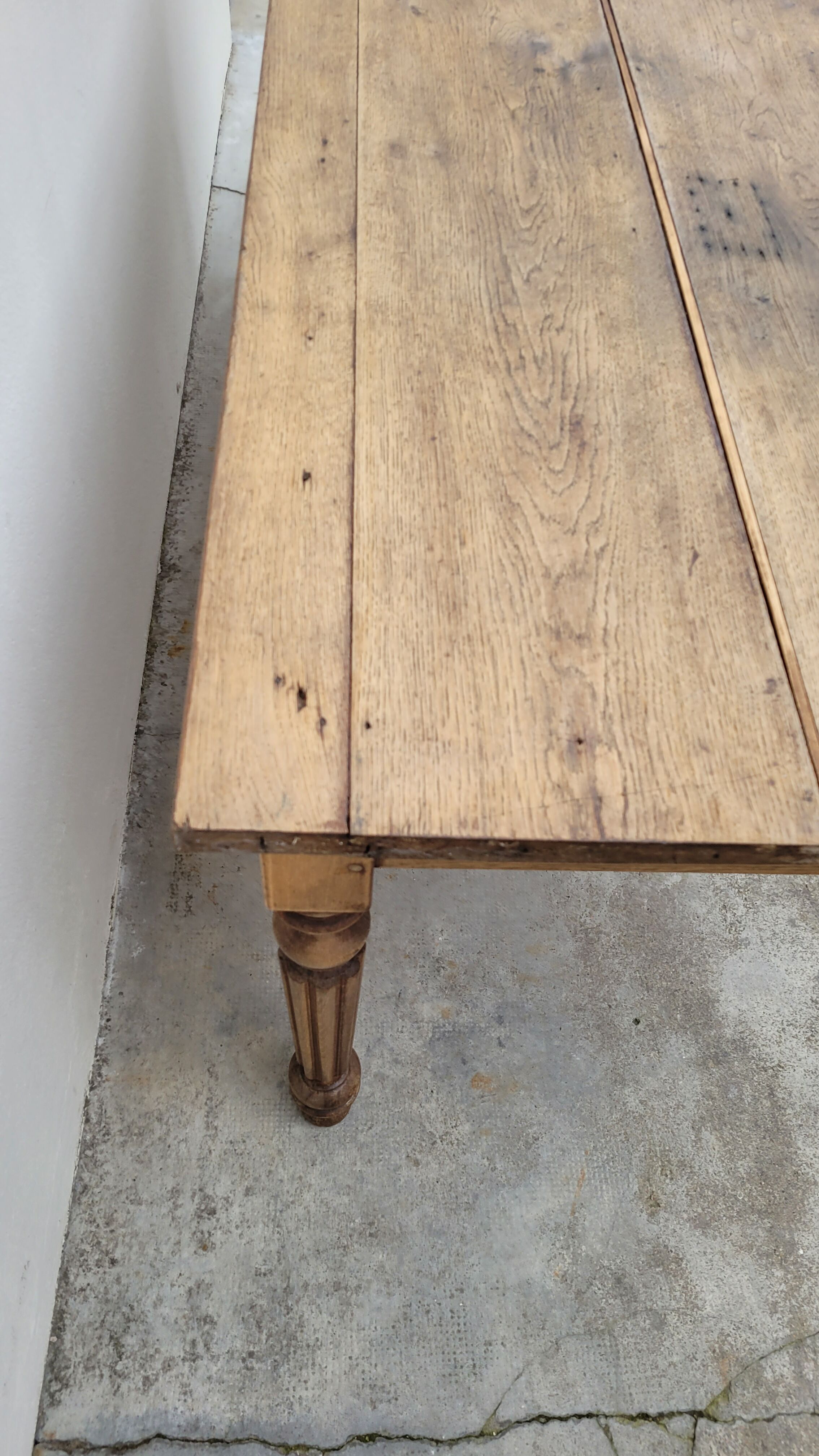 Rustic farmhouse table in solid oak Louis Philippe style -1m84