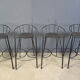 Tabourets de bar vintage en fer forgé et rotin, ensemble de 4 - années 1970