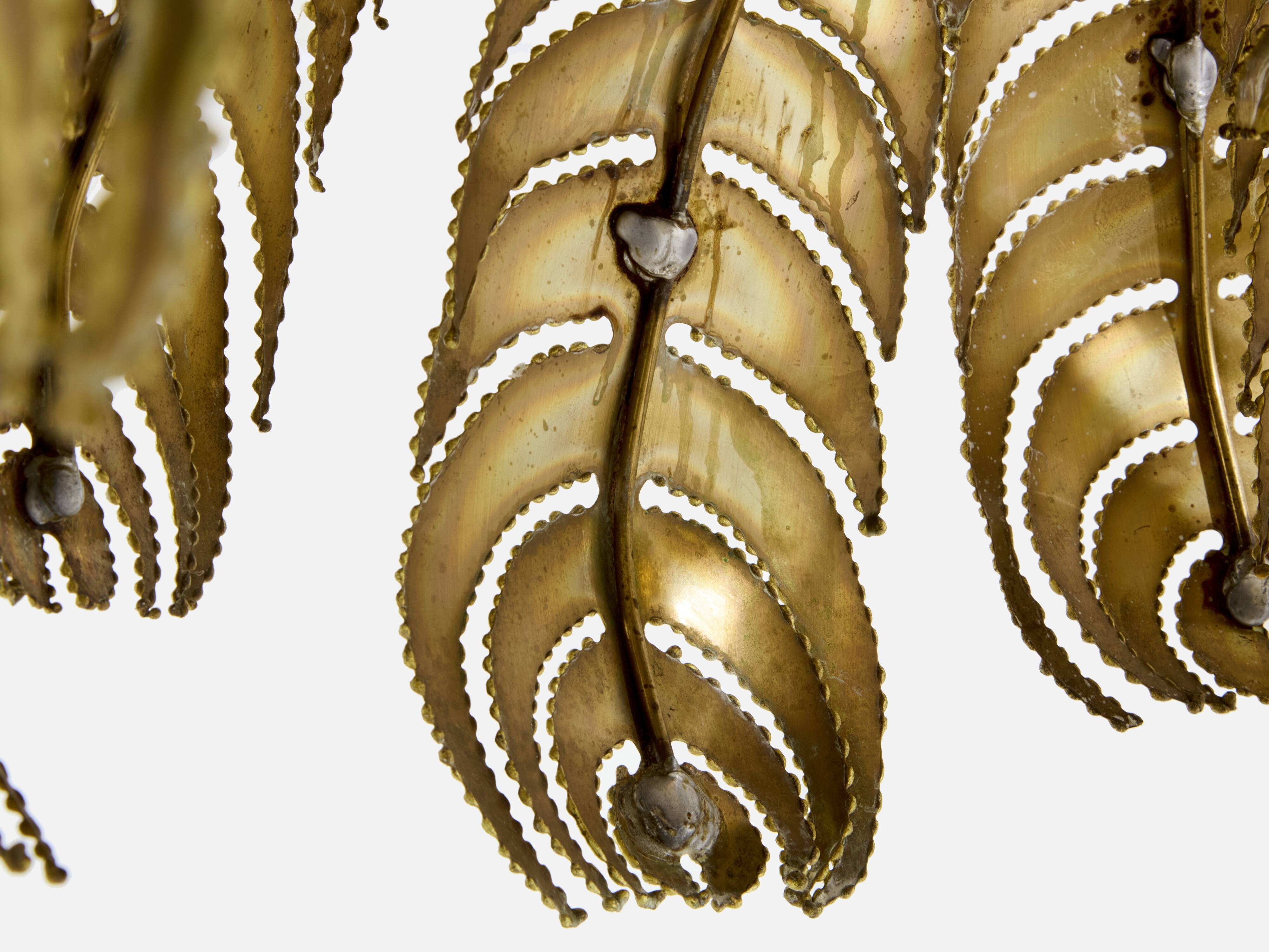 Christian Techoueyres brass palm lamp for Maison Jansen 1970s