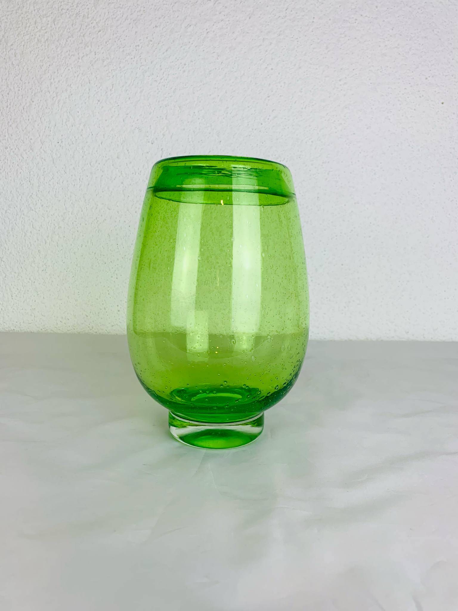 Vintage green bubble glass vase