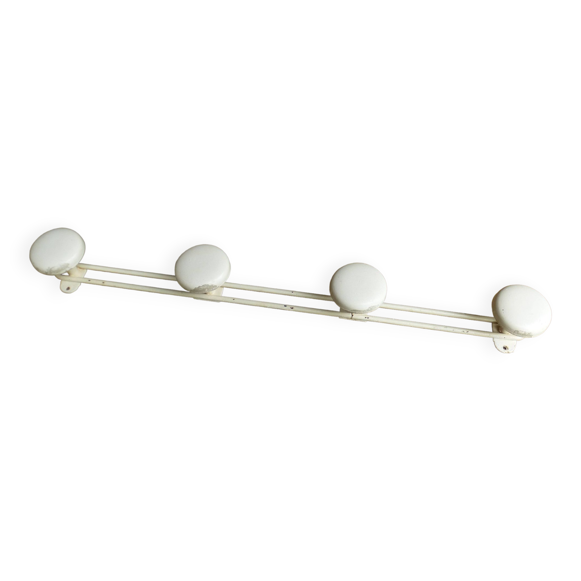 Coat rack with 4 metal hooks, vintage 1970