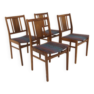 Set of 4 Scandinavian walnut chairs, Sweden, 1960.