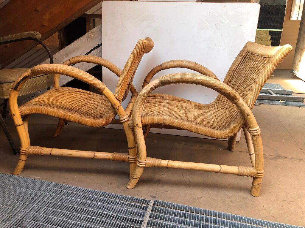 2 rattan armchair from the 50s arco
