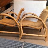 2 rattan armchair from the 50s arco
