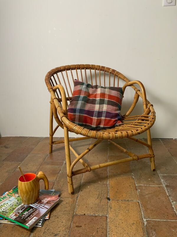 Fauteuil corbeille en rotin