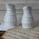2 old french pitchers in white ceramic, circa 1960