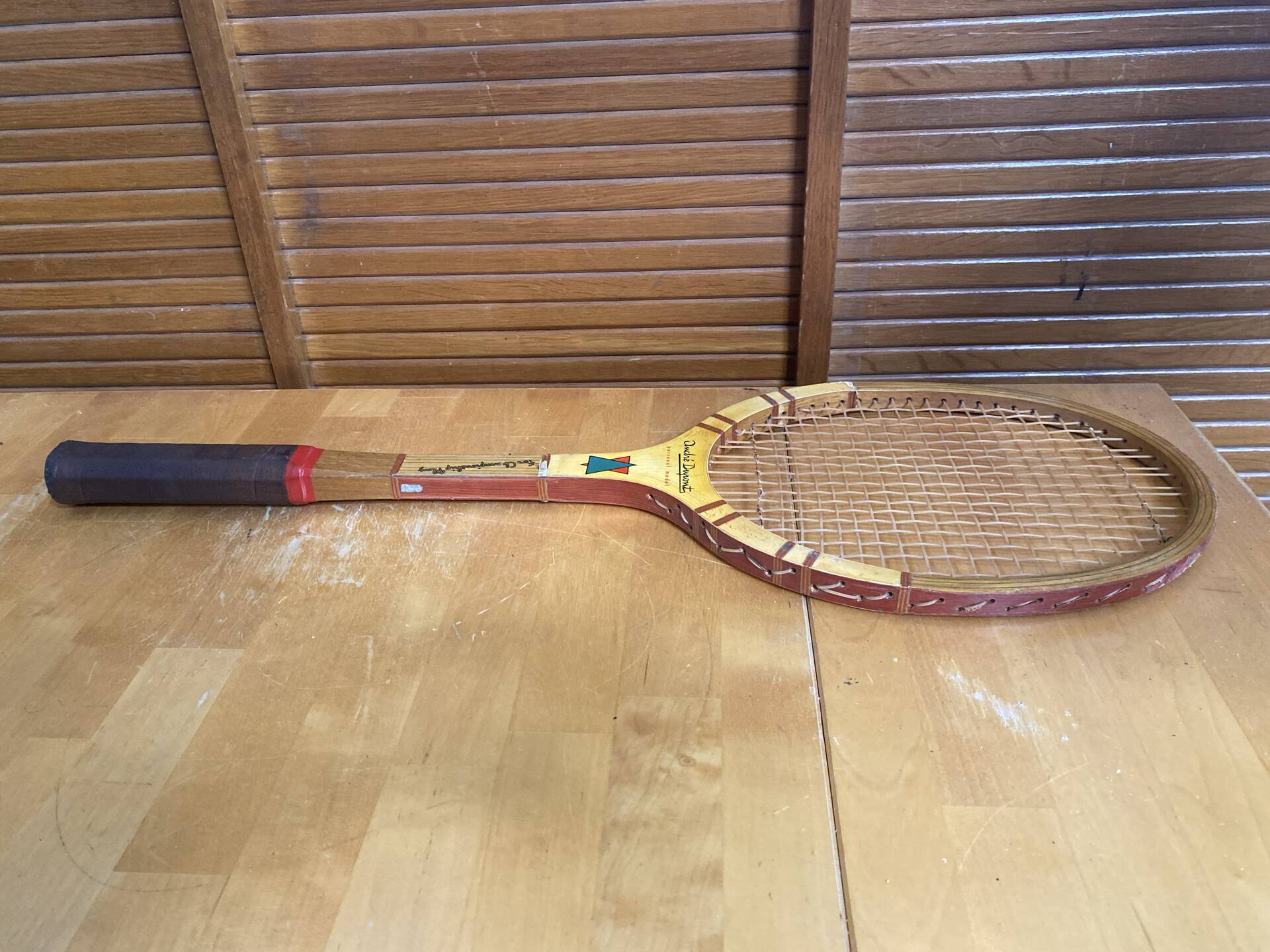 Vintage donnay la hutte wooden tennis racket + montana cover