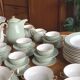 Villeroy & Boch table service in celadon green and ivory, 102 pieces.