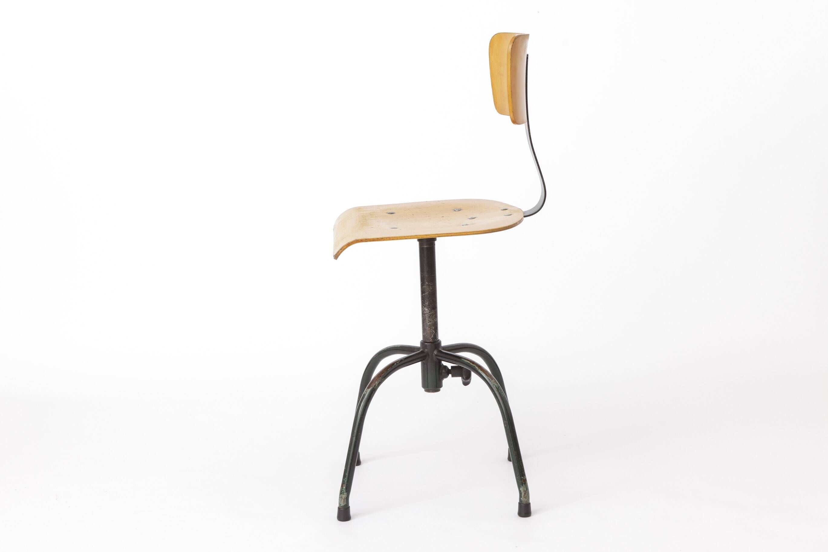 Industrial Swivel Chair by Heni Germany, 1950s Bauhaus Workshop Chair 1950