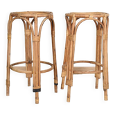 Pair of high rattan stools.