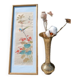 Grand vase en laiton doré et gravé