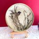 Coupelle  ou vide-poche laiton émaillé décor d'oiseau