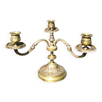 Chandelier 3 arms bronze old gold patinated