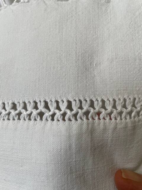 Antique linen-cotton sheet with LR monogram, embroidered