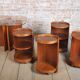 Mid-Century Modern Nesting Table in Oak and Smoked Glass, Czech, 1960s, Set of 5