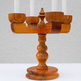 Rustic wooden candleholder by Jan Johnsson for Smålandsslöjd, Sweden, 1975