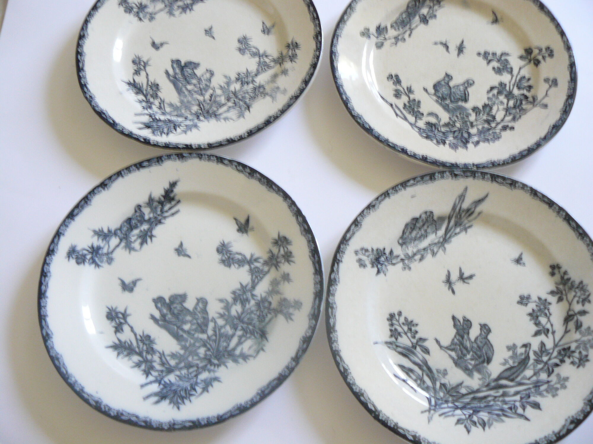 Lot of 4 plates flat land of iron Lunéville model chick