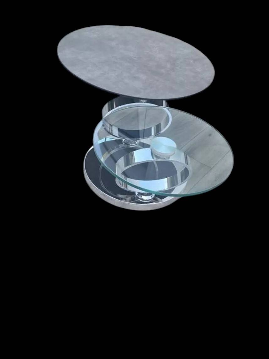 Page 1 of 8 Olympe table with swiveling glass and grey ceramic tops